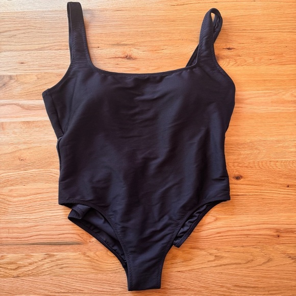 NWOT J. Crew Ribbed Square Neck One-Piece in Black Size 16 - Picture 4 of 11